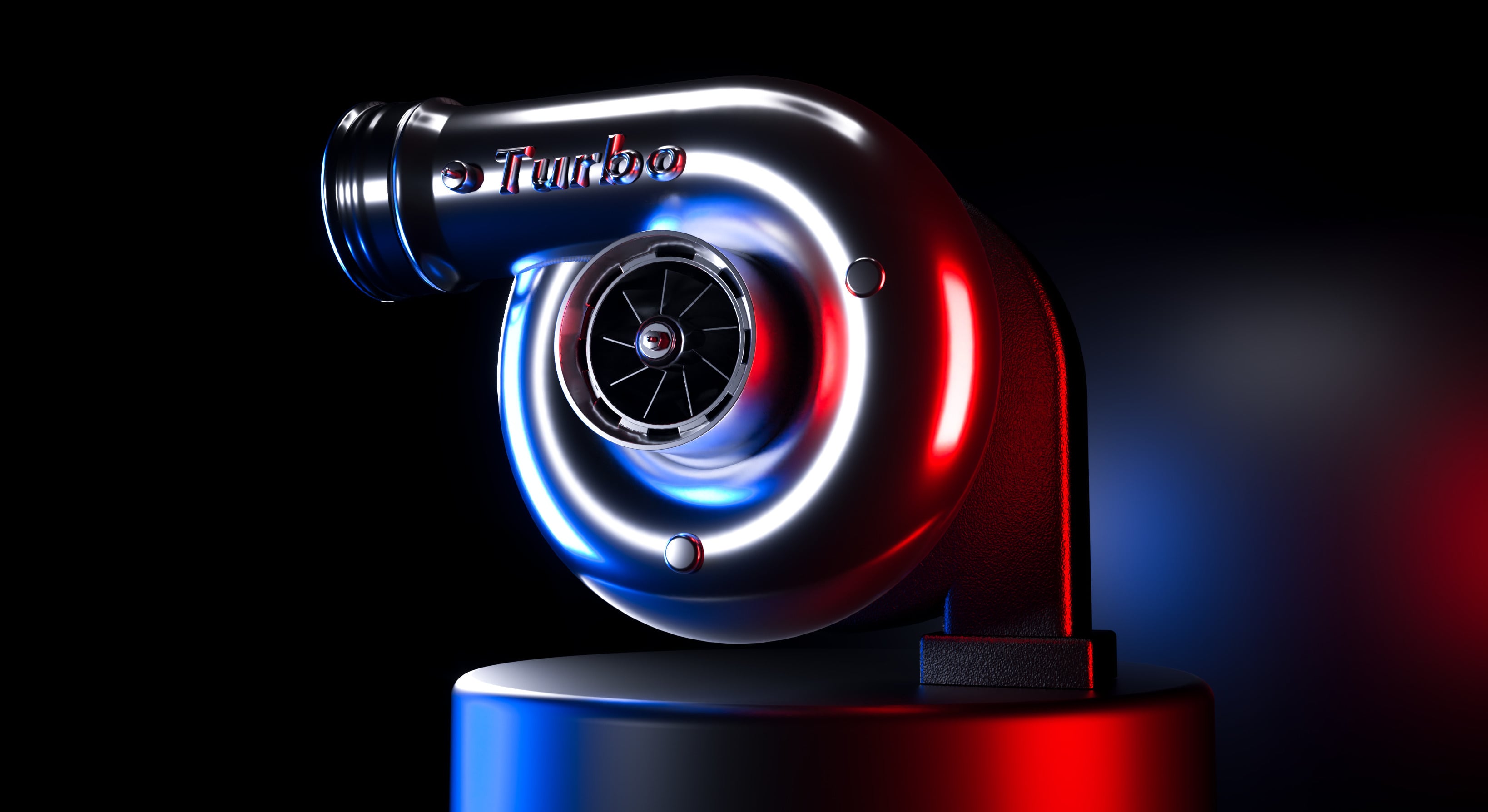 Turbocharger on a dark background
